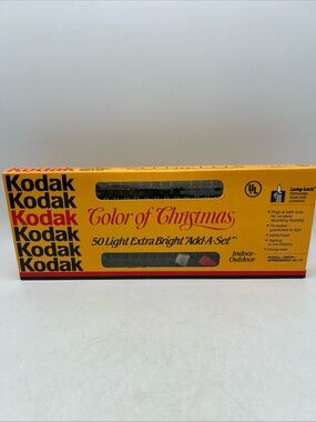 NEW Vintage Kodak Color of Christmas 50 Light Set Clear Bulbs Indoor Outdoor